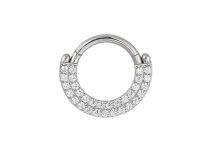 Stalowy pierścień zawiasowy Double Strass White | Itc