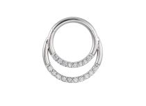 Stalowy pierścień zawiasowy Double Strass Line White | Itc
