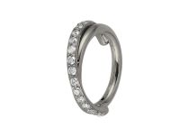 Stalowy pierścień zawiasowy Twist Pattern Rhinestone White | Itc