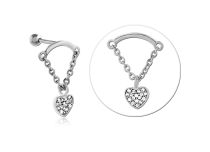 Stalowy specjalny wisiorek Tragus White Strass Heart | Itc