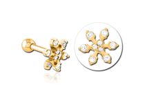 Micro Barbell Steel Gold Strass Snowflake | Itc
