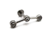 Labret stalowy wzór Triple Strass Straight | Itc