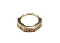 Pierścień zawiasu CoCr Pvd Gold 1.2X8 sześciokątny strass