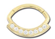 Stalowy pierścień zawiasowy Gold Strass White | Itc