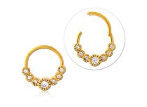 Stalowy pierścień zawiasowy Złota korona Rhinestone Round | Itc