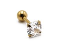 Sztanga Stal PVD Złoto Specjalny wzór Tragus Strass | Itc