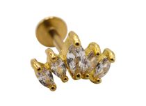 Labret Acier PVD Złoty motyw Marquise 5 Strass | Itc