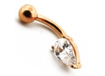 Micro Banana Steel PVD Gold ze strassowym wzorem kropli wody | Itc