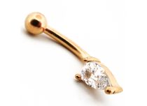 Micro Banana Steel PVD Gold z Water Drop Strass | Itc