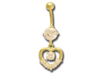Banana Steel Fine Gold Heart Motif Set z białymi kryształami | Itc