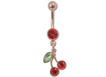 Banana Belly Button Steel Gold Pink Cherry Crystal Red | Itc
