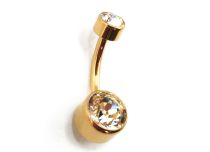 Wewnętrzna sterylna kulka Banana Titanium PVD Gold 5/8 mm Double Strass | Itc