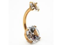 Banana Titanium PVD Gold Internal Sterile Ball 5/8 mm Double Strass Scratched |