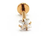 Labret Titane PVD Gold Internal Thread Sterile Square Scratched Pattern | Itc