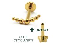 Labret Titanium PVD Gold Gwint wewnętrzny Sterylny Drapany wzór Łuk kulowy | Itc