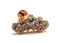 Labret Titanium PVD Gold Wewnętrzny sterylny wzór płomienia Strass | Itc