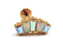 Labret Titanium PVD Gold Internal Sterile Blue Iridescent Strass Crown | Itc