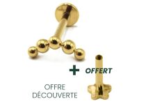 Labret Titanium PVD Gold Wewnętrzny sterylny wzór 5 zakrzywionych kulek | Itc