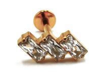 Labret Titanium PVD Gold Internal Sterile Rectangle Strass White | Itc