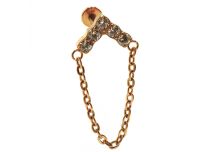 Labret Titane PVD Gold Interne Stérile motyw Chevron à Chainette | Itc