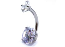 Titanium Internal Ball Navel Banana 5 / 8 mm Double Strass Set Gri