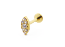 Labret Titanium PVD Gold Wewnętrzny sterylny owalny wzór Strass | Itc
