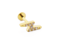 Labret Titanium PVD Gold Wewnętrzny sterylny zamek błyskawiczny z kryształu górskiego | Itc