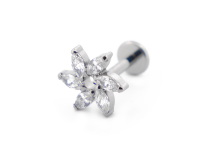 Labret Titane Interne Stérile motyw Fleur 6 Strass | Itc