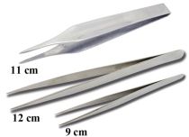 Pęseta ze stali nierdzewnej, spiczasta, karbowana, długość 11 cm