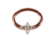 Pierścionek stalowy różowy zawias Septum Strass biały | Itc