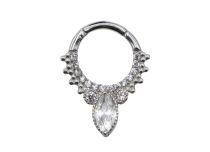 Pierścień zawiasowy stalowy biały multi rhinestone | Itc