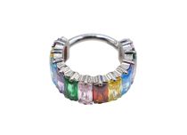 Tytanowy pierścionek zawias multi rhinestone pattern| Itc