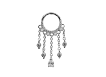 Anneau charni&egrave;re acier chandelier oriental strass opale blanche ITC Piercing