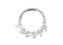 Anneau charnière titane marquise strass blanc