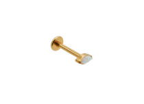Labret Titanium PVD Gold Internal Sterile Oval Rhinestone Opal Synthetic White