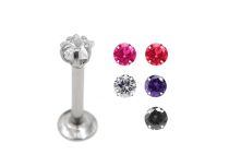 Labret Acier Interne Cristal Griffé Étoile Coloré 3 mm | Itc