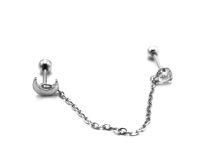 Barbell Steel Special Tragus Crescent Moon z łańcuszkiem | Itc