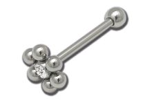Sztanga Acier Multiboule Strass Blanc | Itc