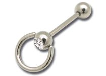 Stalowa sztanga 10 mm Strass Ring and Ball | Itc