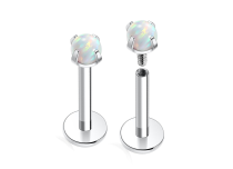 Labret titane ASTM F136 interne 1.2x8 opale blanche nacr&eacute;e