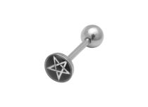 Stalowy dysk sztangi 8 mm Biały satanistyczny wzór gwiazdy | Itc