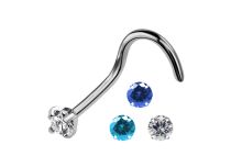 Tytanowa szpilka do nosa 0.8 mm Crystal Scratched 2 mm Coloured | Itc