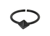 Pierścień stalowy czarny elastyczny wzór diamentowy | Itc