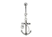 Stalowy banan z motywem kotwicy i dżetami Biały | Itc