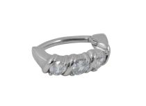 Stalowy banan z zawiasem Triple Crystal White Griffé | Itc