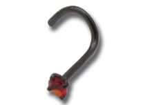 Szpilka do nosa z czarnej stali 0,8 mm z grawerowanym kryształem | Itc