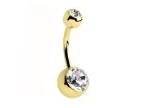 Banana Navel Gold Balls 4 / 8 mm Double Zirconium White | Itc