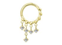 Anneau charnière titane PVD gold céleste étoiles ITC Piercing