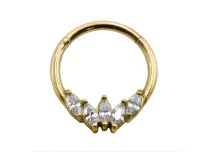 Pierścionek stalowy PVD Złoty Zawias 5 Strass | Itc