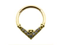 Pierścionek stalowy PVD złoty zawias z kryształem górskim Itc